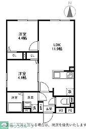 マリオン杉並 5階2LDKの間取り