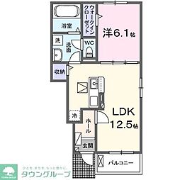 ファミーユ北町 1階1LDKの間取り