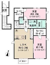 CASA DE ROSA 2階2LDKの間取り