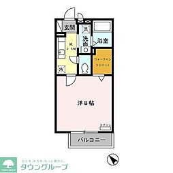 グリーンベール 2階1Kの間取り