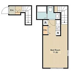 藤ハウス 2階1Kの間取り