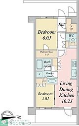 トラープランド蒼麗館 6階2LDKの間取り