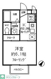 デザインコート 2階1Kの間取り