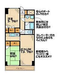 グランドール武戸野 4階2LDKの間取り