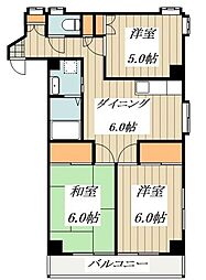 クレエハイム 3階3DKの間取り