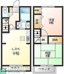 鈴木町メゾネット 1階2LDKの間取り
