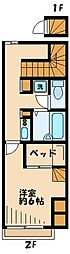 レオパレスＤＥＡＲＥＳＴ 2階1Kの間取り