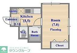 コーポよしざわ2号棟 1階1Kの間取り