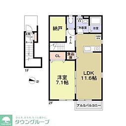 フォレストコートＣ棟 2階1LDKの間取り