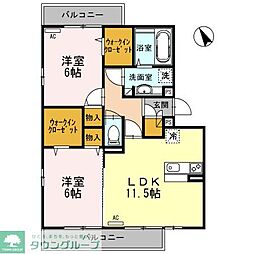 Ｅlysion west 2階2LDKの間取り