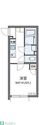 クレイノエスポワール 2階1Kの間取り