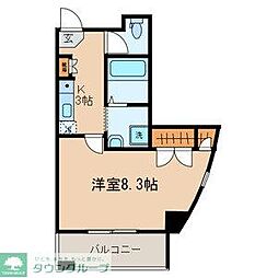 プラネット 5階1Kの間取り