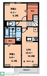 (仮称)上連雀5丁目賃貸住宅 2階2LDKの間取り