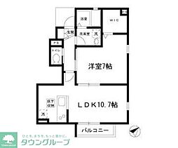 シャルマンノルド 1階1LDKの間取り