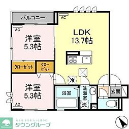 D-Style久米川 3階2LDKの間取り