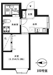 ESIII 1階1Kの間取り