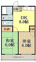 アイリスコート 2DKの間取図画像