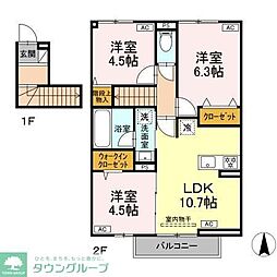 ベルウッドコート B棟 3LDKの間取図画像