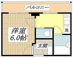ウイスタリアハウス 1Kの間取図画像