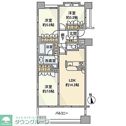 クリオ武蔵小金井駅前壱番館 3LDKの間取図画像