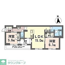 エクラシエ 2LDKの間取図画像
