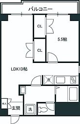 グリーンパークハイライズ 1LDKの間取図画像