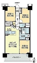 シティテラス小金井公園B棟 3LDKの間取図画像