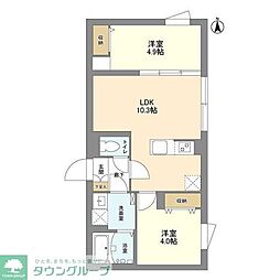 ウェルスクエア中野坂上 2LDKの間取図画像