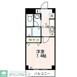 フルールパレス 1Kの間取図画像