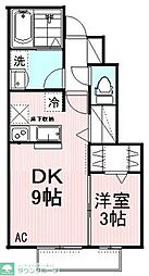 ヴィラージュ国立 1LDKの間取図画像