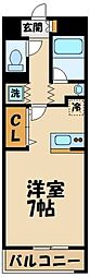 ブルージュ 1Kの間取図画像