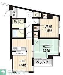 BrightHills調布 2DKの間取図画像