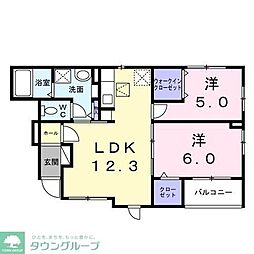 西東京市中町3丁目アパート 2LDKの間取図画像