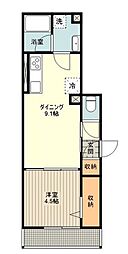 プレステージコート三鷹 1LDKの間取図画像