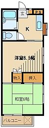 コーポラスサカイ 2Kの間取図画像