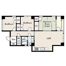 三鷹新川プラザA 3LDKの間取図画像