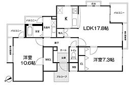 ツゥインコート 2LDKの間取図画像