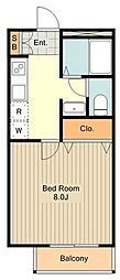 ベルドミール 1Kの間取図画像