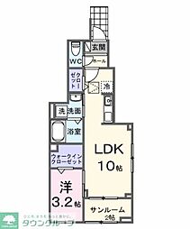 西東京市向台町5丁目アパート 1LDKの間取図画像