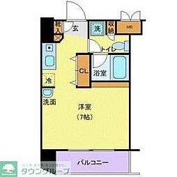 都営三田線 白金高輪駅 徒歩9分の賃貸マンション 9階ワンルームの間取り