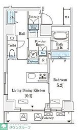 東京メトロ銀座線 外苑前駅 徒歩7分の賃貸マンション 5階1LDKの間取り
