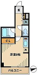 JR山手線 五反田駅 徒歩8分の賃貸マンション 6階ワンルームの間取り