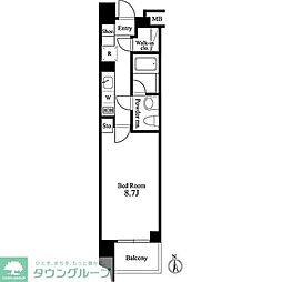 都営大江戸線 若松河田駅 徒歩3分の賃貸マンション 3階1Kの間取り