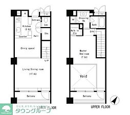 東京メトロ南北線 麻布十番駅 徒歩4分の賃貸マンション 2階1LDKの間取り