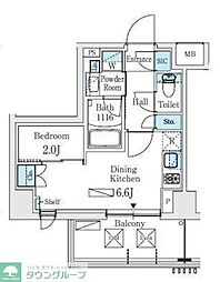 小田急小田原線 東北沢駅 徒歩2分の賃貸マンション 3階1DKの間取り