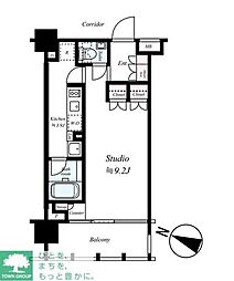 イクサージュ目黒 4階1Kの間取り