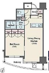 JR山手線 代々木駅 徒歩3分の賃貸マンション 14階1LDKの間取り