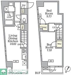 東急田園都市線 三軒茶屋駅 徒歩9分の賃貸マンション 1階2LDKの間取り