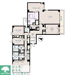 東京メトロ千代田線 代々木上原駅 徒歩6分の賃貸マンション 4階4LDKの間取り