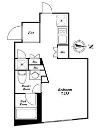 東急東横線 祐天寺駅 徒歩12分の賃貸マンション 1階ワンルームの間取り